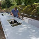 Aaran working on the top for narrowboat Lesley Ann