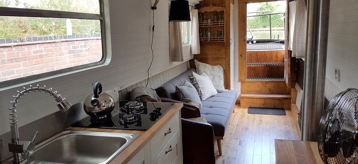 A luxurious lounge saloon in the canal boat