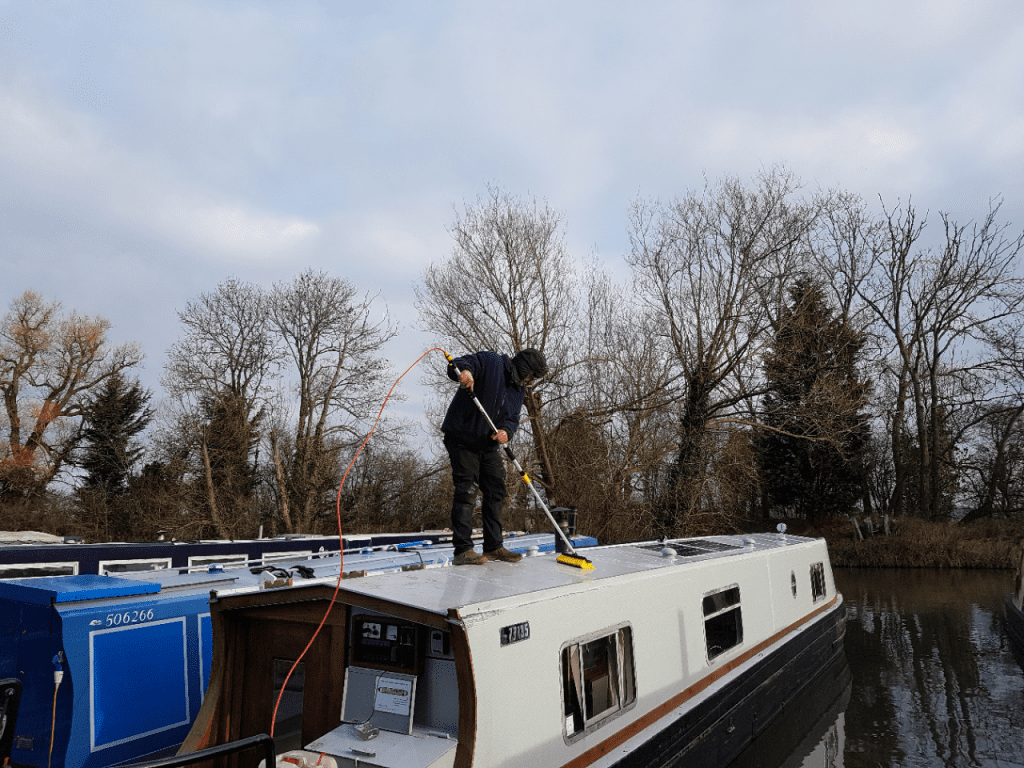 Cleaning the outside of a boat