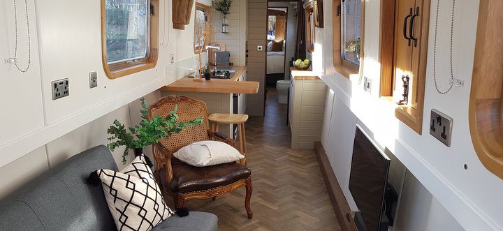 luxury canalboat for hire interior