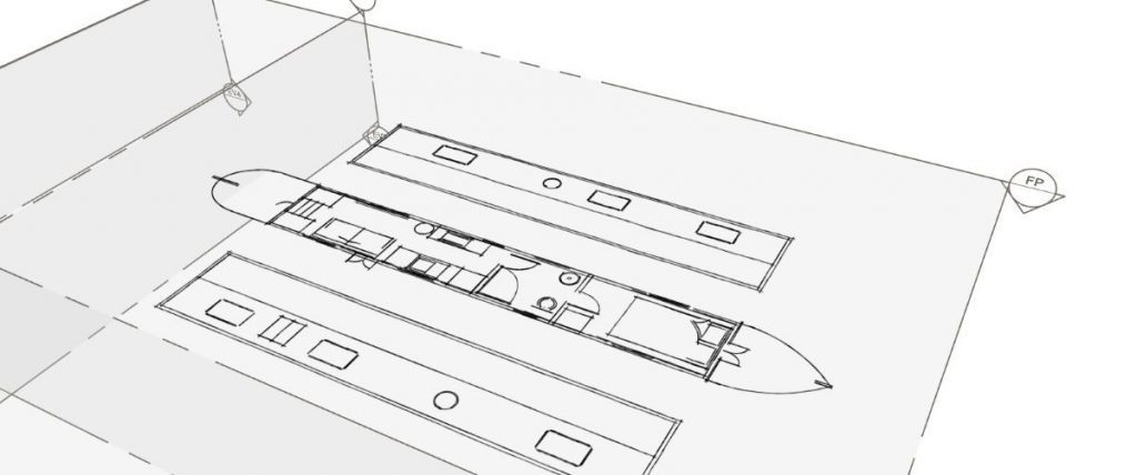 sketch of boutique narrowboat build