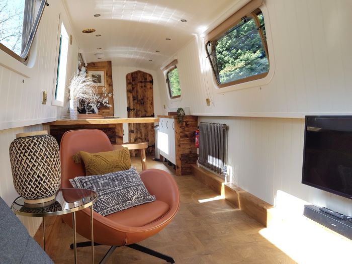 Lounge are of contemporary narrowboat