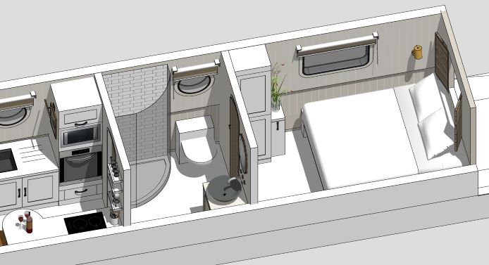 Bathroom on brand new luxury canal boat built for holidays