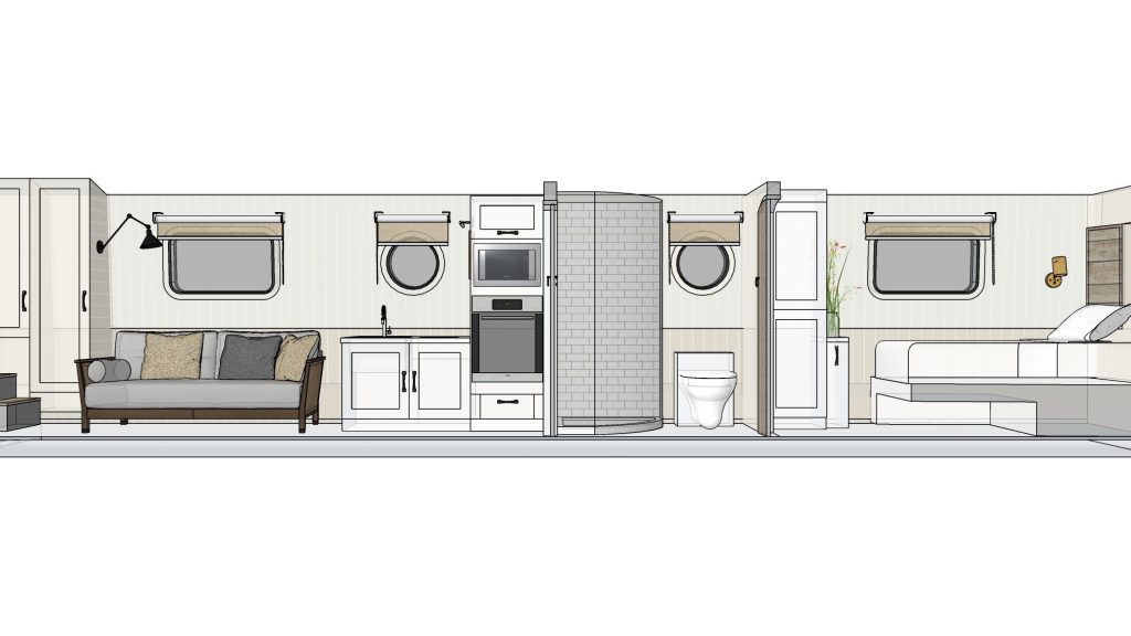 Elevation of a luxury canal boat build