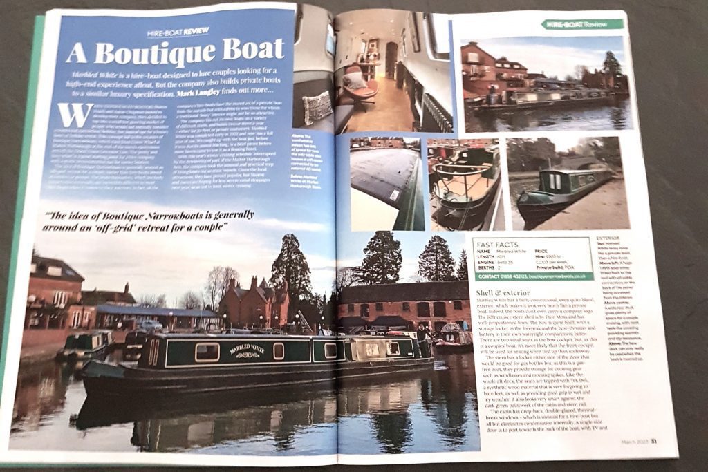 review of hire boats at boutique narrowboats 1