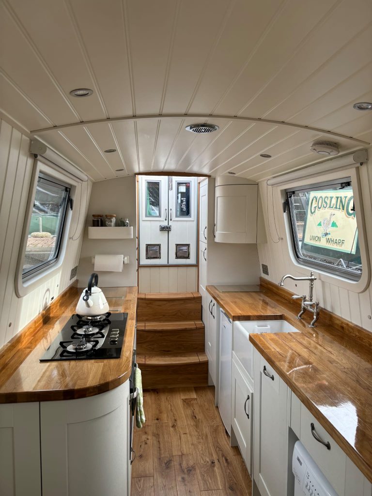 Kitchen in a Boutique Narrowboat build